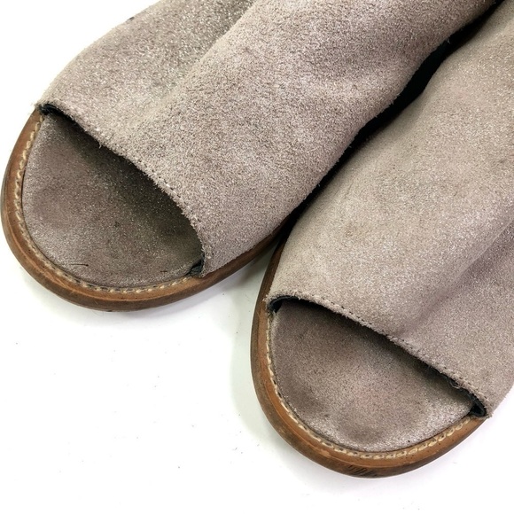 Musse & Cloud peep-toe booties grey suede silver metallic open heel flats 6 - Picture 7 of 13